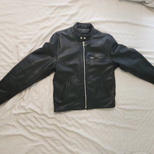 Black Moto Racer Leather Jacket- men's medium